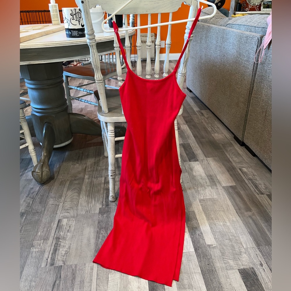 Hera collection red midi dress with slit